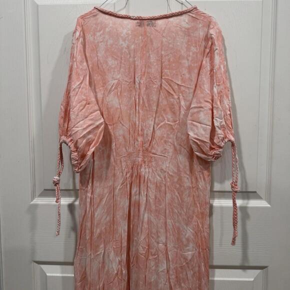 Tiare Hawaii Dress Pink Paroa Bay Tie Dye Split‎ V-neck Drawstring Maxi Size M/L - Picture 8 of 12